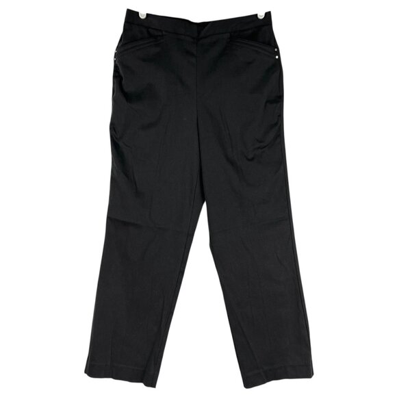 Alfred Dunner Women Pull-on Stretch Straight Black Pants 8 Traditional Fit NWT - Picture 1 of 10